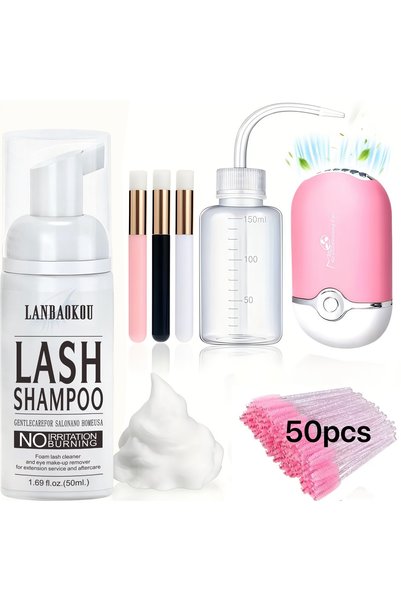 Choice 56-piece set 50ml Lash Shampoo with Mousse Brush with USB Mini Portabl...