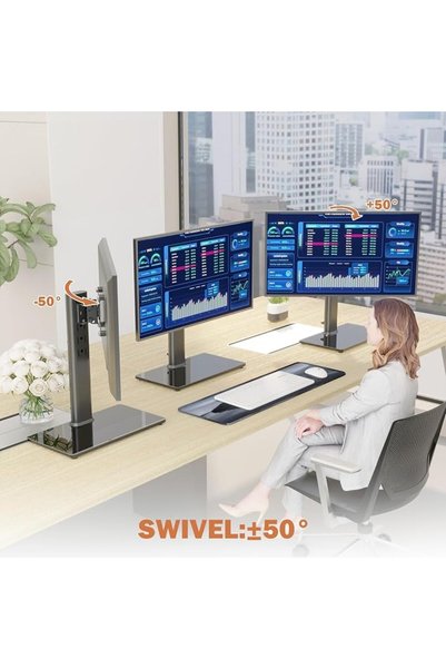Hemudu Single LCD Computer Monitor Free-Standing Desk Stand Riser for 13 inch to 32 inch Screen with Swivel
