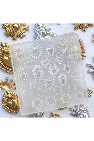 Choice PF-426 Vintage Baroque Sacred Heart 3D Silicone Nail Mold, DIY Embosse...