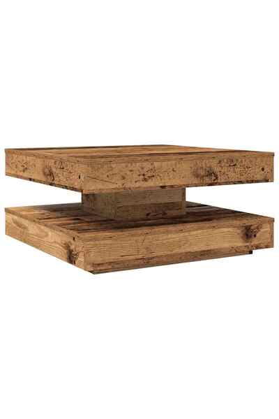 vidaxl Măsuță cafea rotativă 360 grade, lemn vechi 70x70x34,5 cm