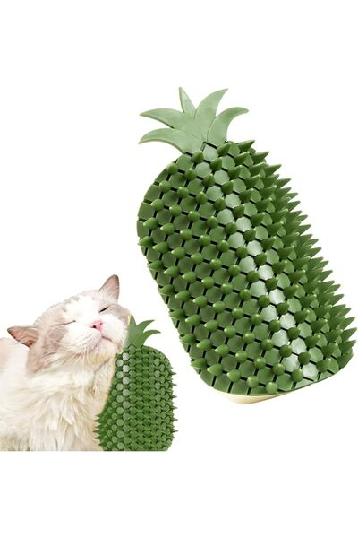 HaveLovely Pineapple Shaped Cat Self Grooming Brush & Massage Toy, Wall Corne...