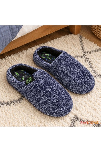 SHOPIENS Papuci De Casa Copii Pufosi Albastri Cu Interior Gaming Marime 35-36