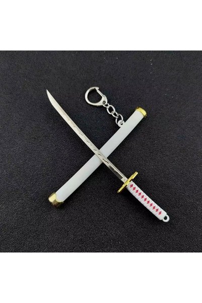 Choice WHITE Mini Samurai Sword Keychain Anime Scabbard Key Ring Katana Buckl...