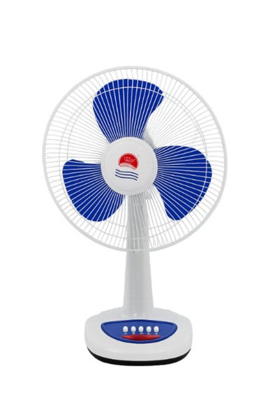Mihai Ventilator de birou de 16 inch cu 3 palete, alb/albastru, 4 trepte de v...
