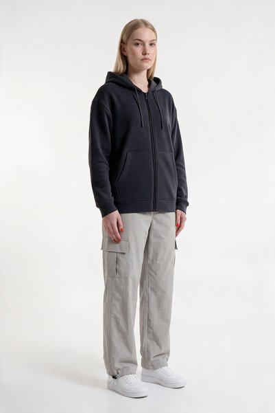 VESTRO Women's Hooded 3-Thread Fleece Zippered Sweatshirt Jacket