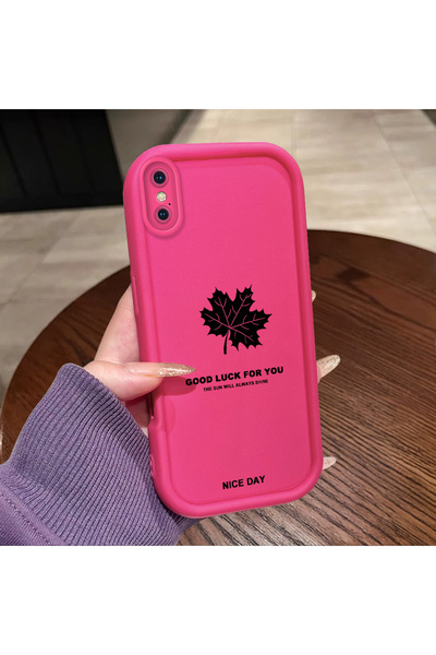 ucuc حافظة متوافقة مع هاتف iPhone X/XS من السيليكون باللون الأحمر الوردي ونمط...