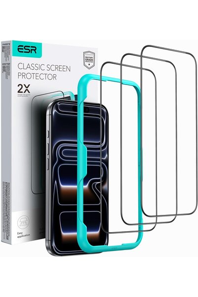 Generic 3 قطع واقي شاشة لهاتف آيفون 18 برو ماكس/17 برو ماكس، مع إطار محاذي