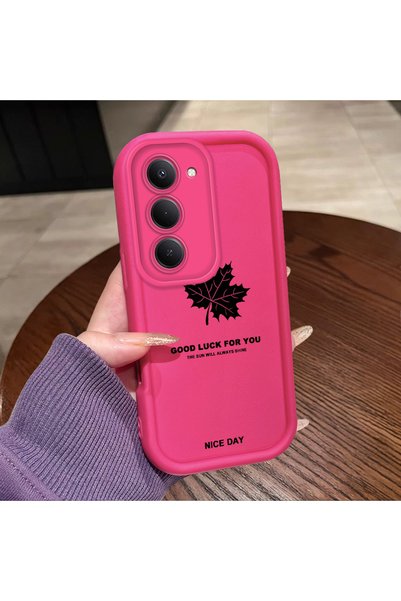 ucuc For Redmi 15 4G/5G Compatible Pink Red Silicone Maple Leaf Pattern Case ...