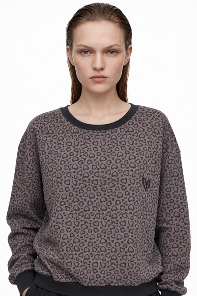 HAKKE Leopard Patterned Embroidered Sweatshirt