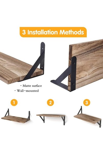 Generic Floating Shelves Wall Mounted Set of 4, Rustic Wood Wall Storage Shelves for Bedroom, Living Room, B