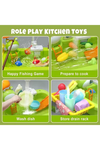 TIKHOME Play Sink with Running Water, Kitchen Play Sink Toy for Indoor & Outdoor