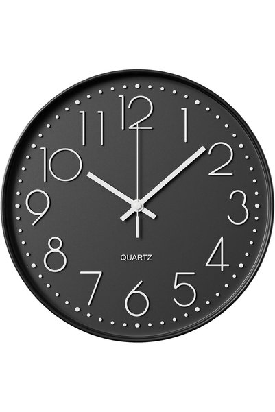 Generic ساعة حائط، 12 بوصة، ساعة حائط صامتة بدون صوت تكتكة، تعمل بالبطارية، د...