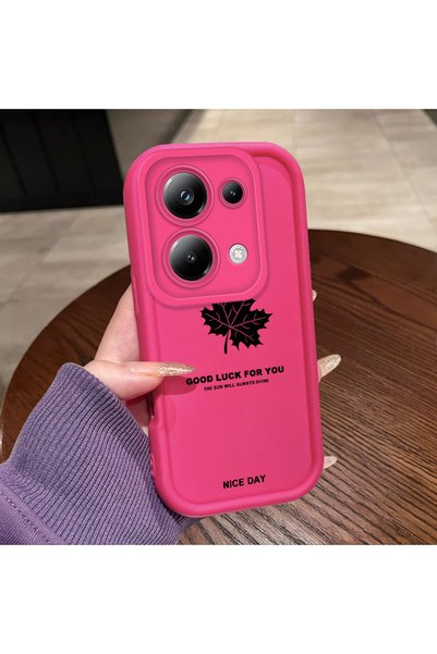ucuc Poco M6 Pro 4g Compatible Pink Red Silicone Maple Leaf Pattern Case Shoc...