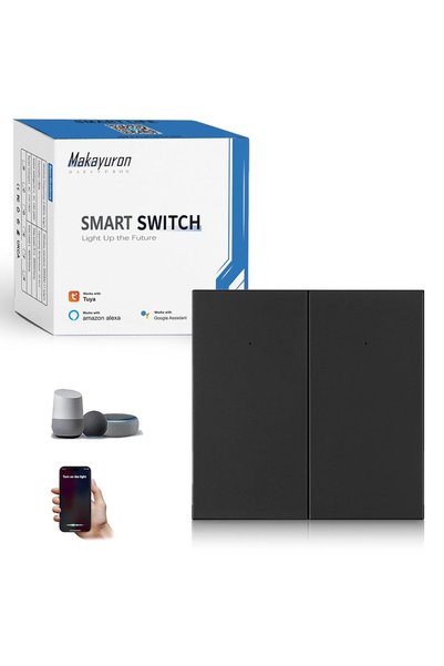 Generic WiFi Smart Light Switch, 2 Gang Touch, Black (Black, 2 Gang)