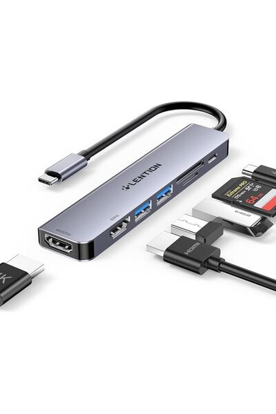 LENTION محول USB C 7 في 1 مع منفذ HDMI مزدوج لأجهزة MacBook MST، نقل بيانات ب...