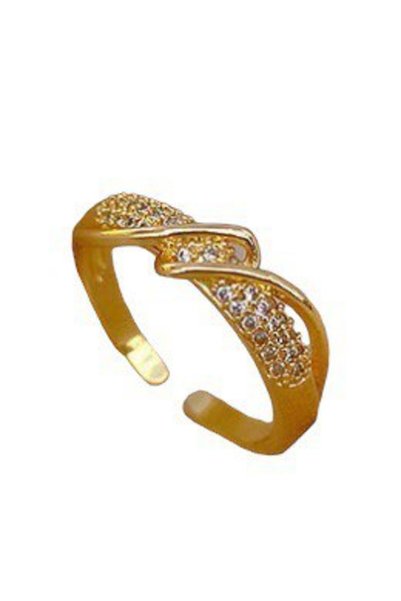 Alviro Inel reglabil cu zirconiu cubic, culoare aurie