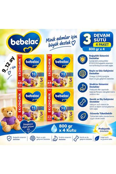 Bebelac 3 numara 800 gr x4 3200 Gr