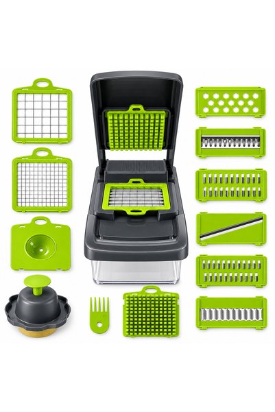 OEM Tocător manual multifuncțional pentru legume, 16 accesorii, lame din inox...