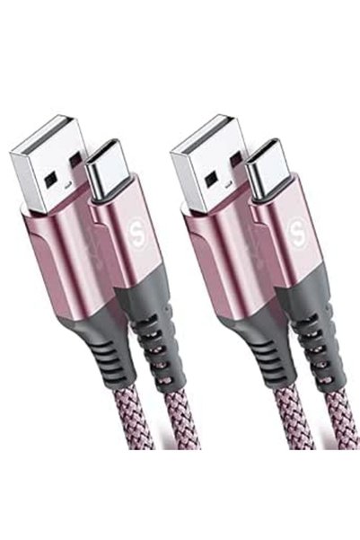 Generic كابل تايب سي [عبوة من قطعتين، 3 متر]، سلك شحن سريع USB-C مضفر من النا...