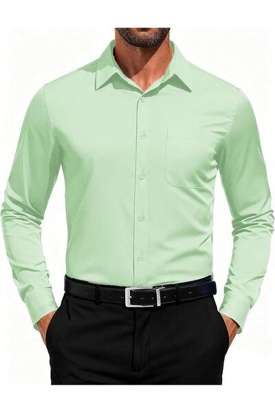 Generic Men's Dress Shirts Long Sleeve Button Down Formal Shirt Regular Fit S...
