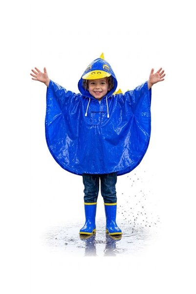 Generic Brand Cheerful Dinosaur Patterned Children's Raincoat Poncho - Blue (...