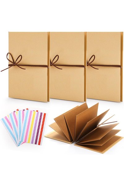 Generic 4 قطع ألبومات صور قابلة للطي من ورق الكرافت الصلب، مقاس 6 × 8 بوصات، ...