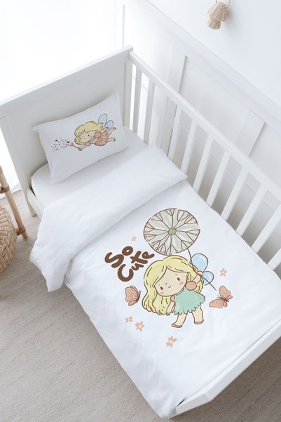 Tuğba Kuğu Baby Size Duvet Cover (100X150 cm) and Fitted Sheet Set - Iconic S...