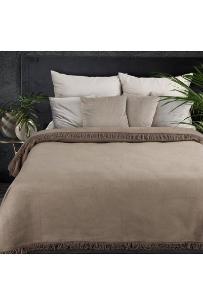 Eurofirany Patura decorativa, Eurofirany, bej inchis, 240x220 cm, cu franjuri