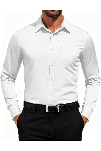 Generic Men's Dress Shirts Long Sleeve Button Down Formal Shirt Regular Fit S...