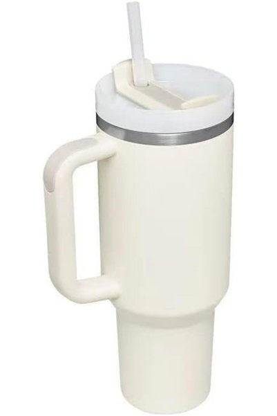 Generic كوب قهوة معزول سعة 40 أونصة - كوب معزول بمقبض وقشة، كوب معزول للسيارة...