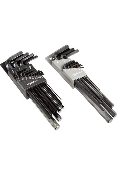Generic 22-Piece Long Arm Hex Key Wrench Set - SAE/Metric, Chrome Vanadium St...