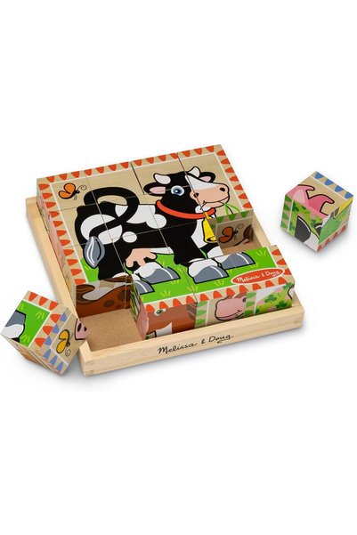 Generic Farm Wooden Cube Puzzle With Storage Tray - 6 Puzzles in 1 (16 pcs) -...