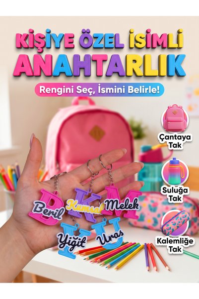 Genel Markalar Kişiye Özel İsimli Harf Anahtarlık - 3D Baskı Renkli Çanta Ve ...