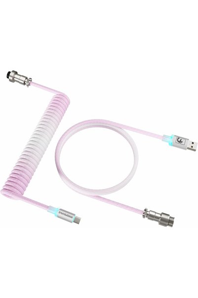 Generic كابل USB C ملفوف C01UM للوحة مفاتيح الألعاب مع إضاءة RGB