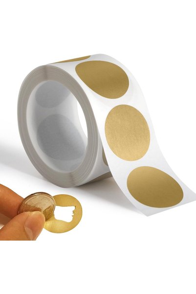 Generic 300 Pack Scratch Off Stickers, 1" Round Circle Scratch Off Labels, Se...
