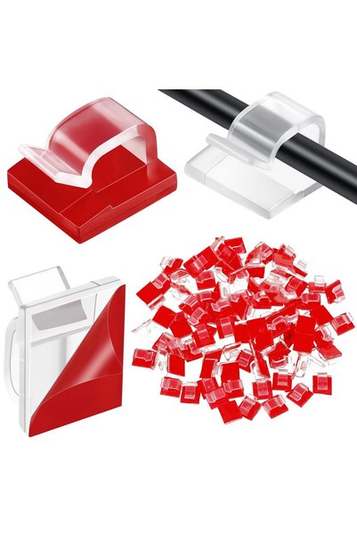 Generic 100 قطعة من مشابك الكابلات الصغيرة للاستخدام الخارجي مع أشرطة لاصقة، ...