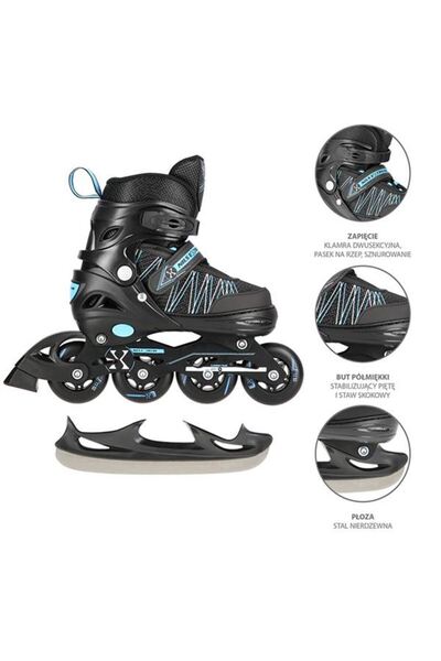 Nil's Πατίνια 2-σε-1 (Inline Skates / Πατίνια Χόκεϊ Πάγου) NH11912A Μπλε/Μαύρ...