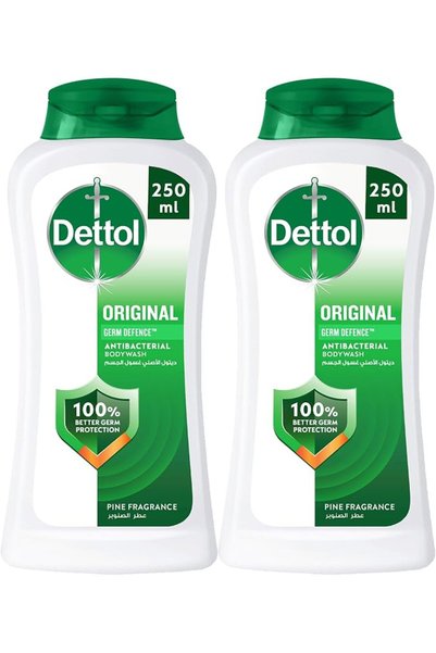 Dettole ديتول جل استحمام وغسول للجسم، برائحة الصنوبر، 250 مل × 2