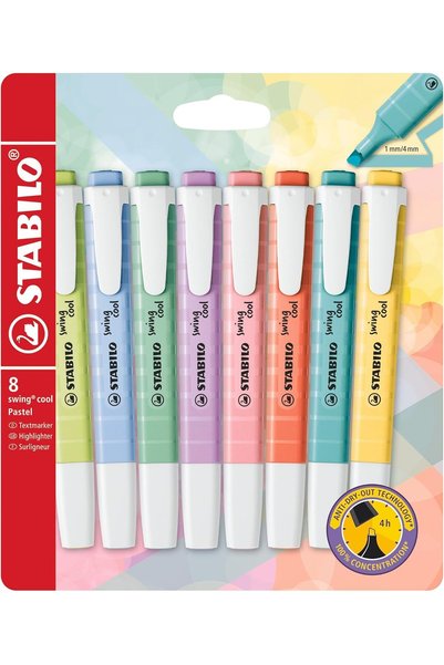 Generic Highlighter - swing cool Pastel Wallet of 8 Assorted Colours