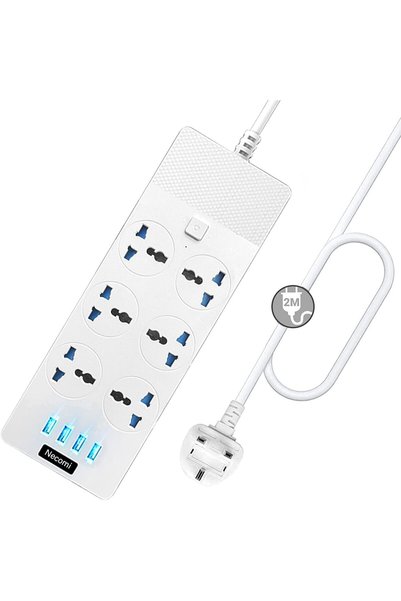 Generic شريط طاقة متعدد المنافذ مع 4 منافذ USB (3.1 أمبير)، 6 مقابس كهربائية ...
