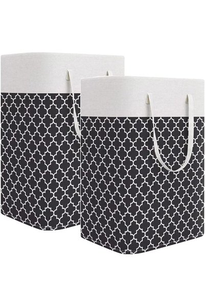 Generic Large Foldable Laundry Basket,with Reinforced Handle(Black Pattern)