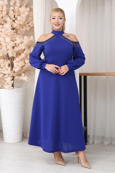 Siyezen Rochie de seară mărime mare cu accesorii tip lanț