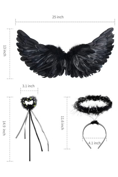 TAPIT Three Piece Children's Role Play Costume Set with Wand and Halo Wings for Masquerade Role Play Party Halloween