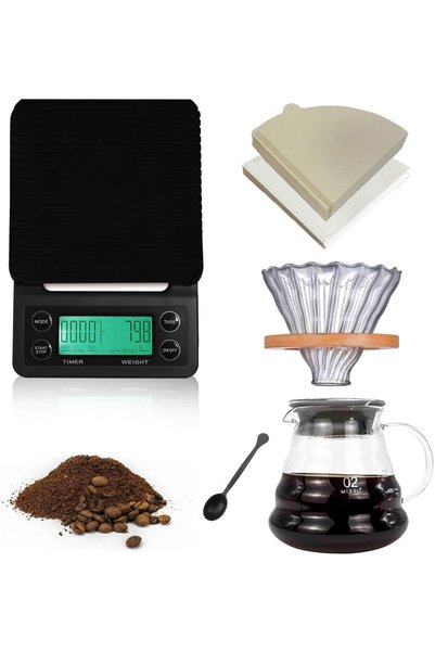 Generic طقم صانع القهوة V60، مجموعة أدوات صنع القهوة المكونة من 5 قطع مع حقيب...