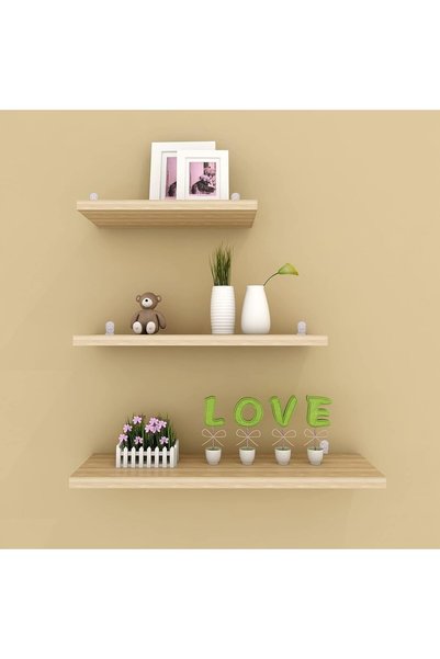 B & S B&S Wall Storage Shelves Set of 3 – White Floating MDF Shelves, 1.8cm T...
