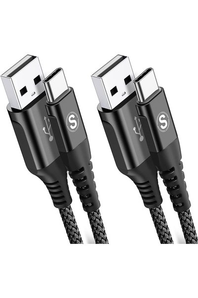 Generic كابل تايب سي [عبوة من قطعتين، 2 متر]، سلك شحن سريع USB-C مضفر من النا...