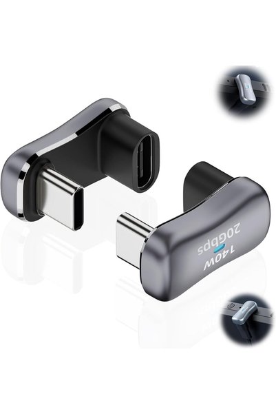Generic محول USB-C بزاوية 180 درجة من Mizznee، قطعتان، ذكر إلى أنثى، محول USB...