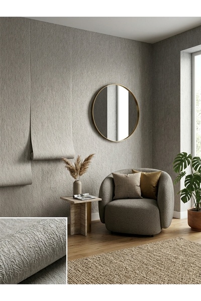 borella Exclusive 3D Dokulu Duvar Kağıdı 16 m² - Gri & Füme Modern Tasarım - ...