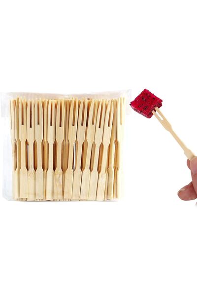 Generic 250 Pieces Bamboo Cocktail Forks, Wooden Fruits Forks Skewers Sticks,...