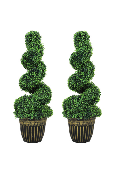Generic Brand Cimișir în spirală, set de 2 plante artificiale, în ghivece, 90...